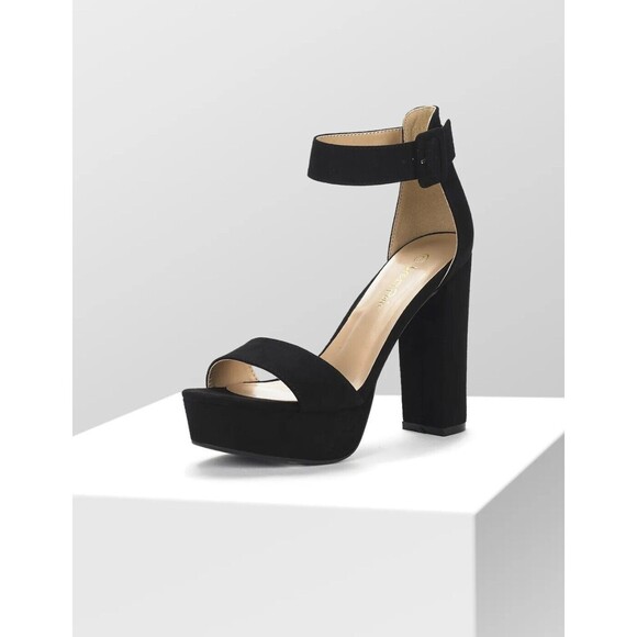 Women Ankle Strap Open Toe High Chunky Block Heel Sandals Wedding Dress Shoes - Picture 1 of 1